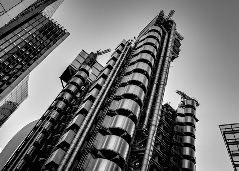Black and white image of London's skyscrapers London's skyscrapers